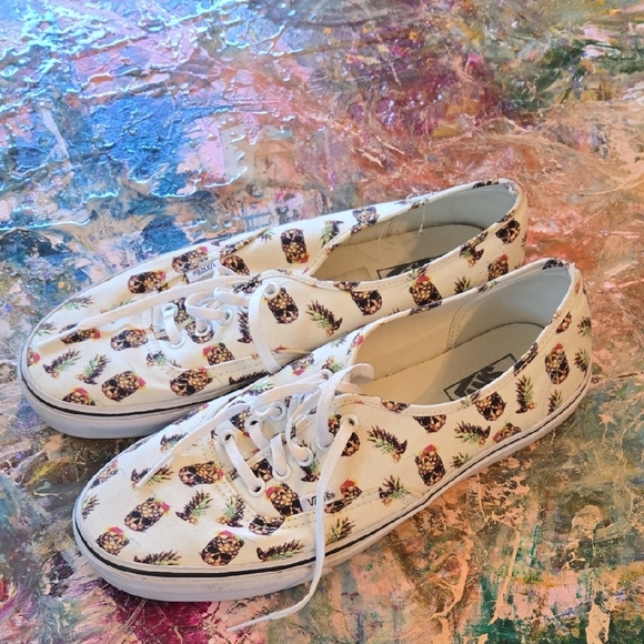 Vans Other - White Sneakers with Pineapple Print